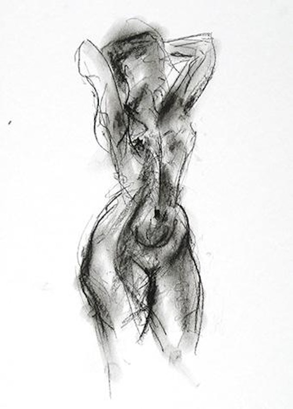 H 15 x W 10 inches compressed charcoal on paper SOLD